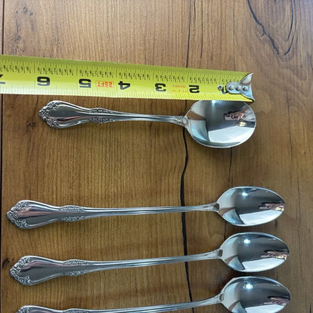 Oneida MANSFIELD 16 piece Deluxe Wm A Rogers Stainless Flatware Iced Tea Spoons